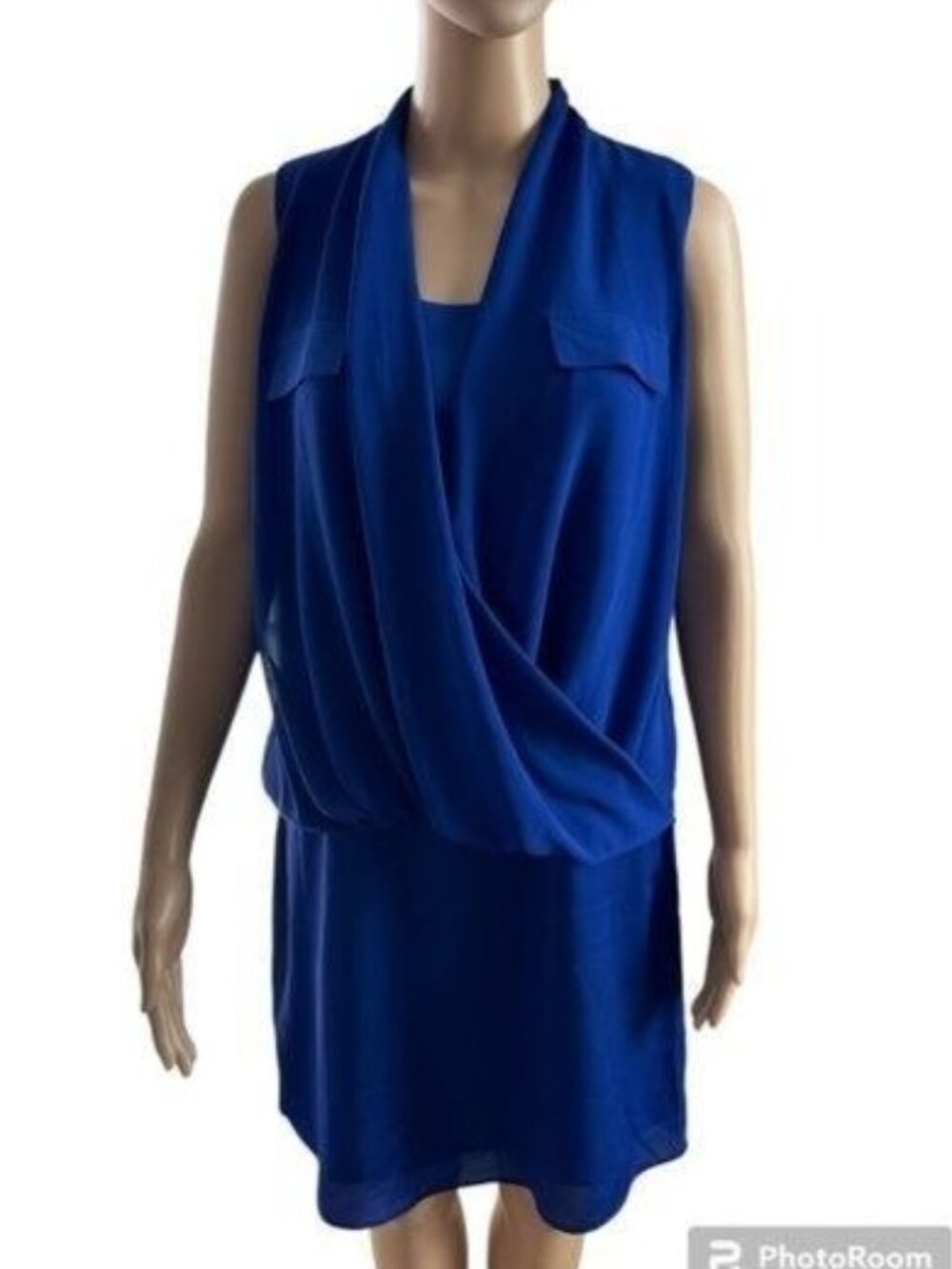 NWT The Limited Cobalt Blue Sleeveless Draped Wrap Mini Dress – Size Small